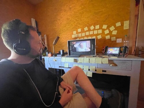 Photo Mathieu Kiefer Tournage d’un documentaire de Mathieu Kiefer pour France 3 aux Établies