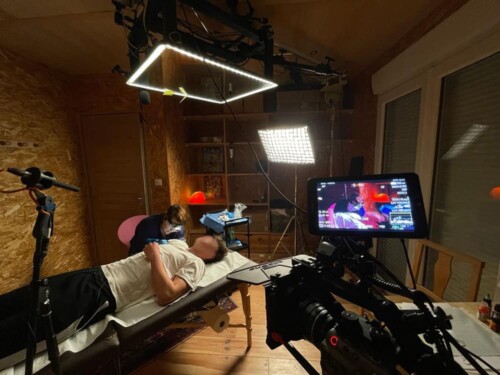 Photo Mathieu Kiefer Tournage d’un documentaire de Mathieu Kiefer pour France 3 aux Établies