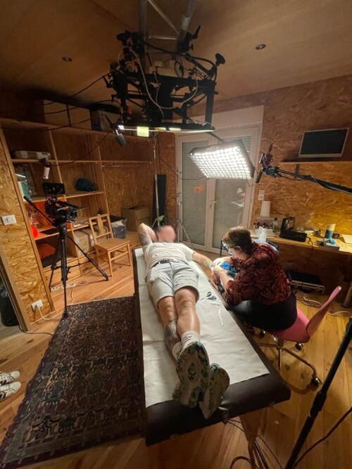 Photo Mathieu Kiefer Tournage d’un documentaire de Mathieu Kiefer pour France 3 aux Établies