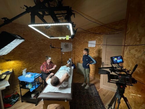 Photo Mathieu Kiefer Tournage d’un documentaire de Mathieu Kiefer pour France 3 aux Établies