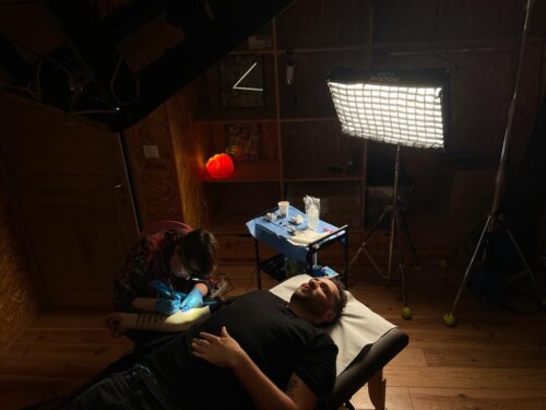 Photo Mathieu Kiefer Tournage d'un documentaire aux Établies à Decazeville