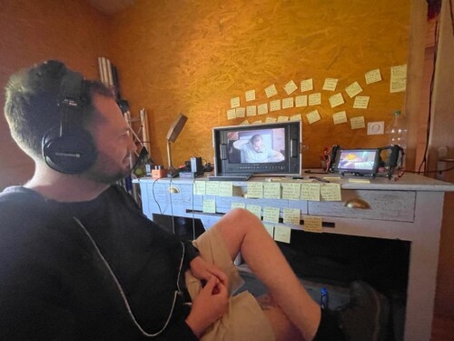 Photo Mathieu Kiefer Tournage d'un documentaire aux Établies à Decazeville