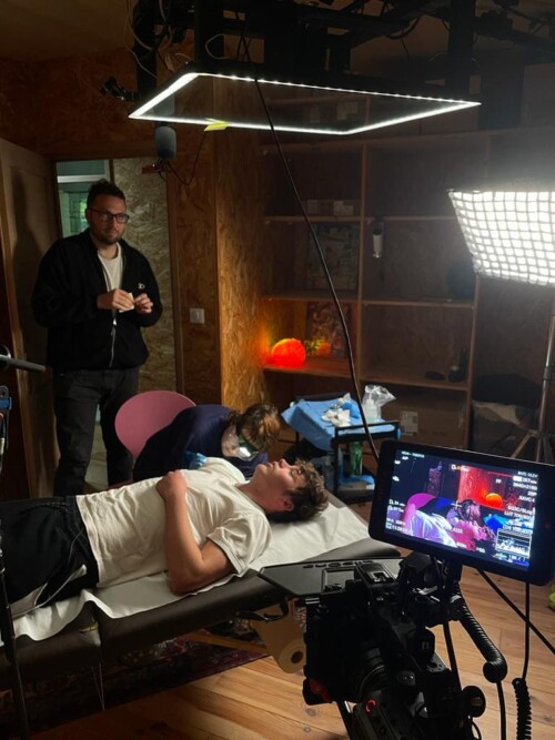 Photo Mathieu Kiefer Tournage d'un documentaire aux Établies à Decazeville